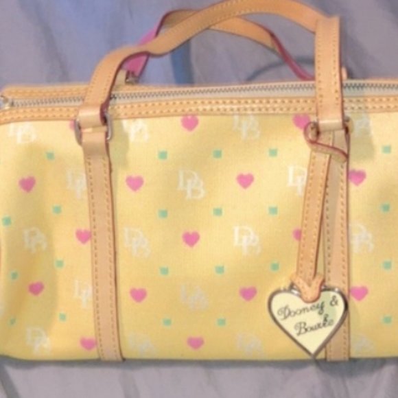 Dooney & Bourke Handbags - Dooney burke yellow pink hearts canvas barr